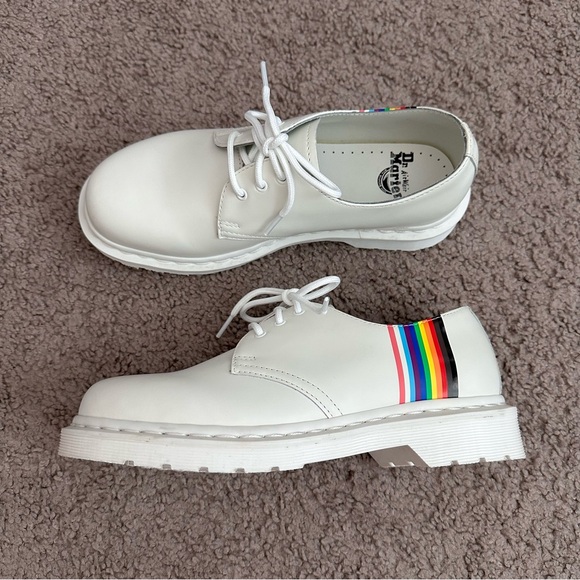 Dr. Martens 1461 For Pride White Leather Oxford Shoes Mens 7 Womens 8 - Picture 5 of 14